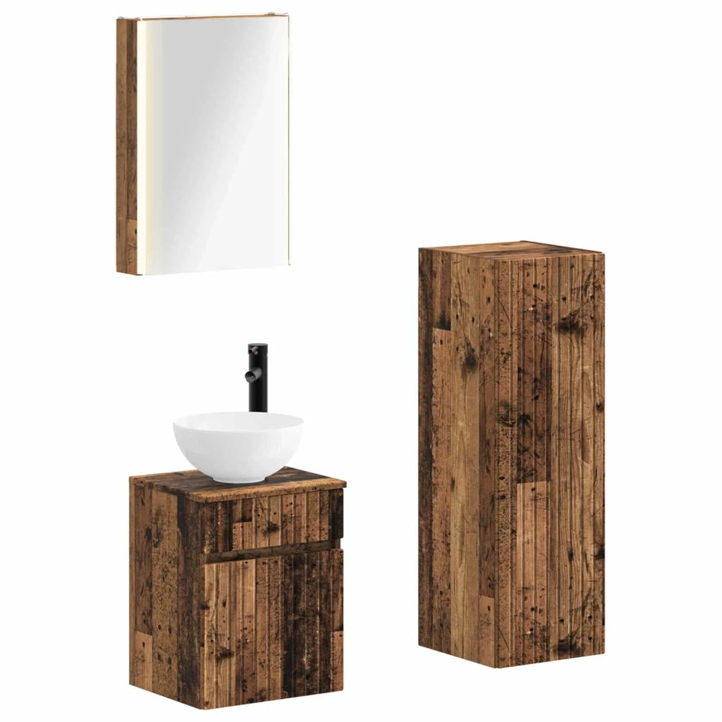 Set di mobili per il bagno 4 pcs Legno antico 3407477