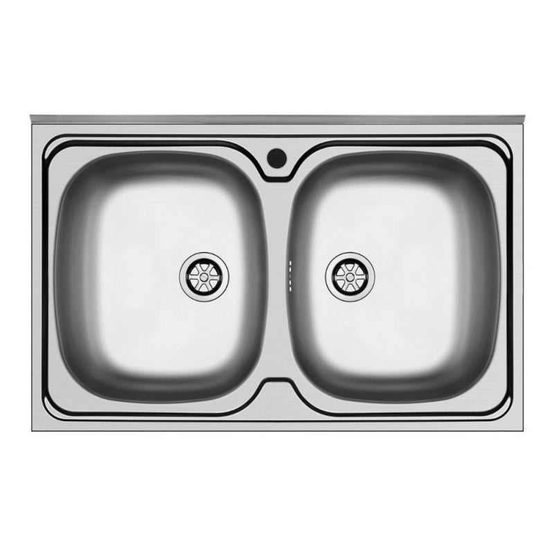 Lavello da appoggio Mediterraneo802 con 2 vasche e alzatina inox
