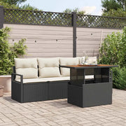 Set Divano da Giardino con cuscino 5 pcs Nero e crema