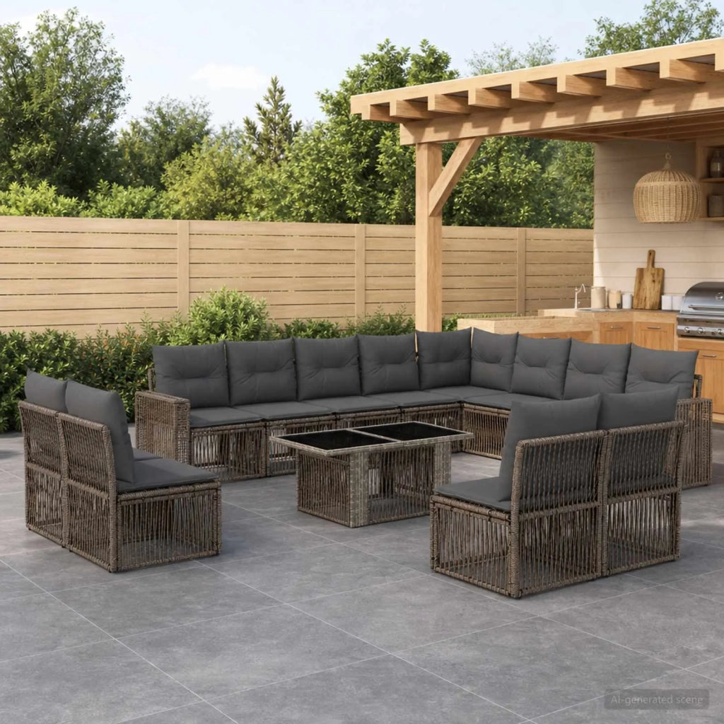 Set Divano da Giardino 13 pz Grigio e Grigio Scuro polyrattan 3436865