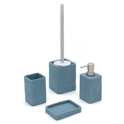 Dispenser sapone da appoggio turchese cobalto in resina effetto pietra