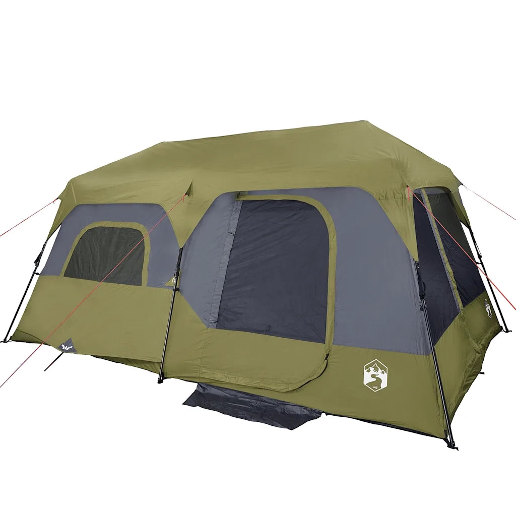 Tenda campeggio | Tenda da campo 9 Persone Verde Rilascio Rapido Impermeabile