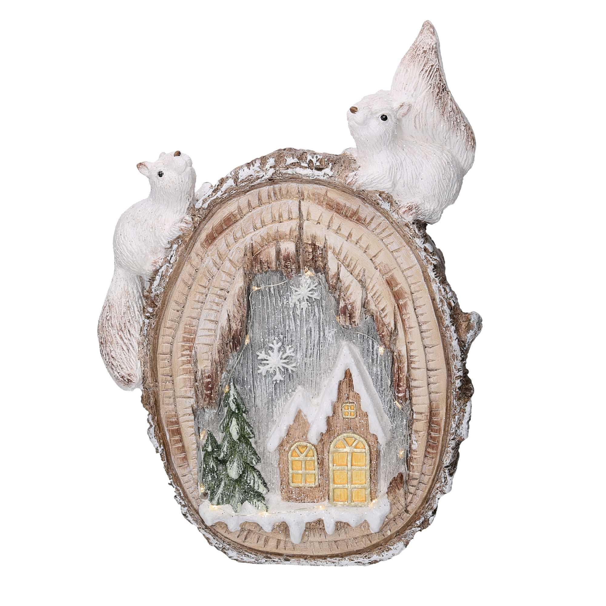 Statua resina tronco con led marrone cm 35x13xh48,5