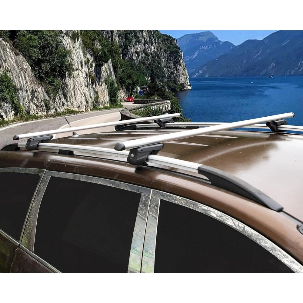 Trade Shop - 2pz Barre Portapacchi Portatutto Universali Da 120cm Auto Per Binari Rialzati Fino A 135cm -