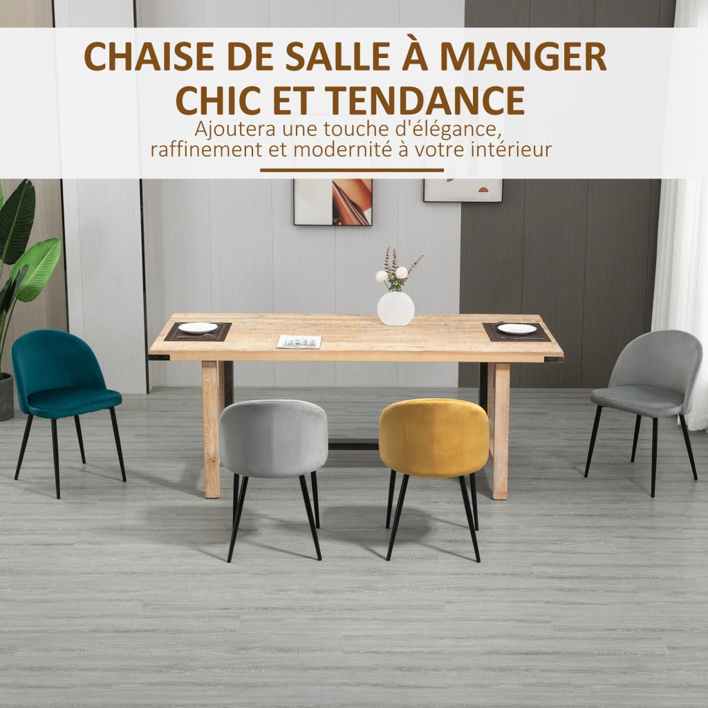 Set 4 Sedie da Pranzo in Velluto Imbottite ¨C zephmum ¨C Grigio, Metallo, 45x50x85 cm