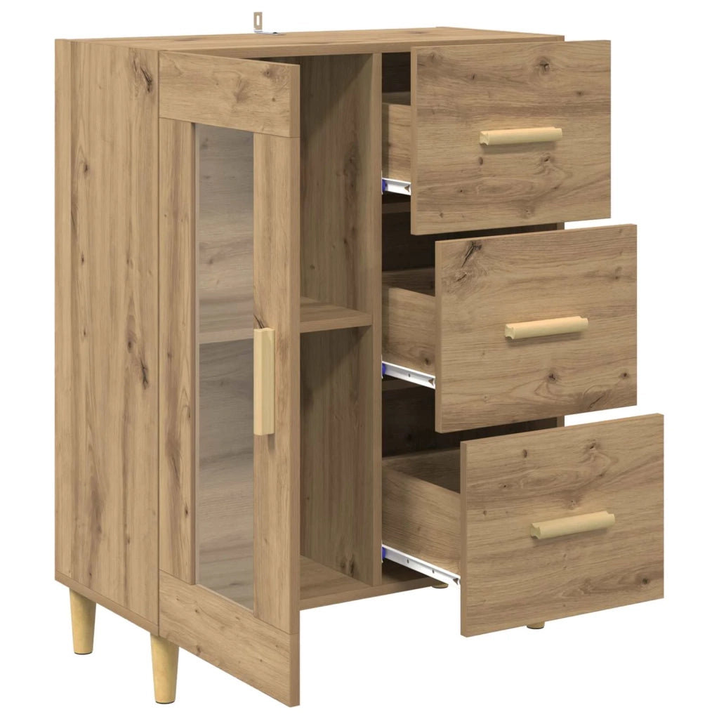 Credenza | Madia | Buffet da pranzo | Armadio da pranzo Rovere artigianale 69,5 x 34 x 90 cm Legno multistrato