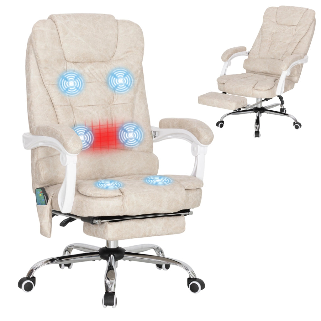 Sedia da Ufficio Massaggiante in Tessuto ¨C Zephmum ¨C Crema