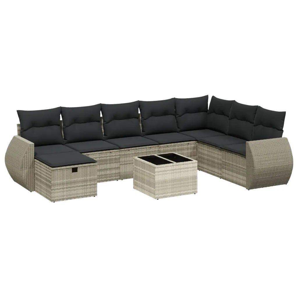 Set Divano da Giardino 8pz con Cuscini Grigio Chiaro Polyrattan 3264208
