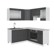 Cucina angolare completa Fame-Line Antracite-oro/Bianco 190 x 60 cm, PL Marmo Vicco