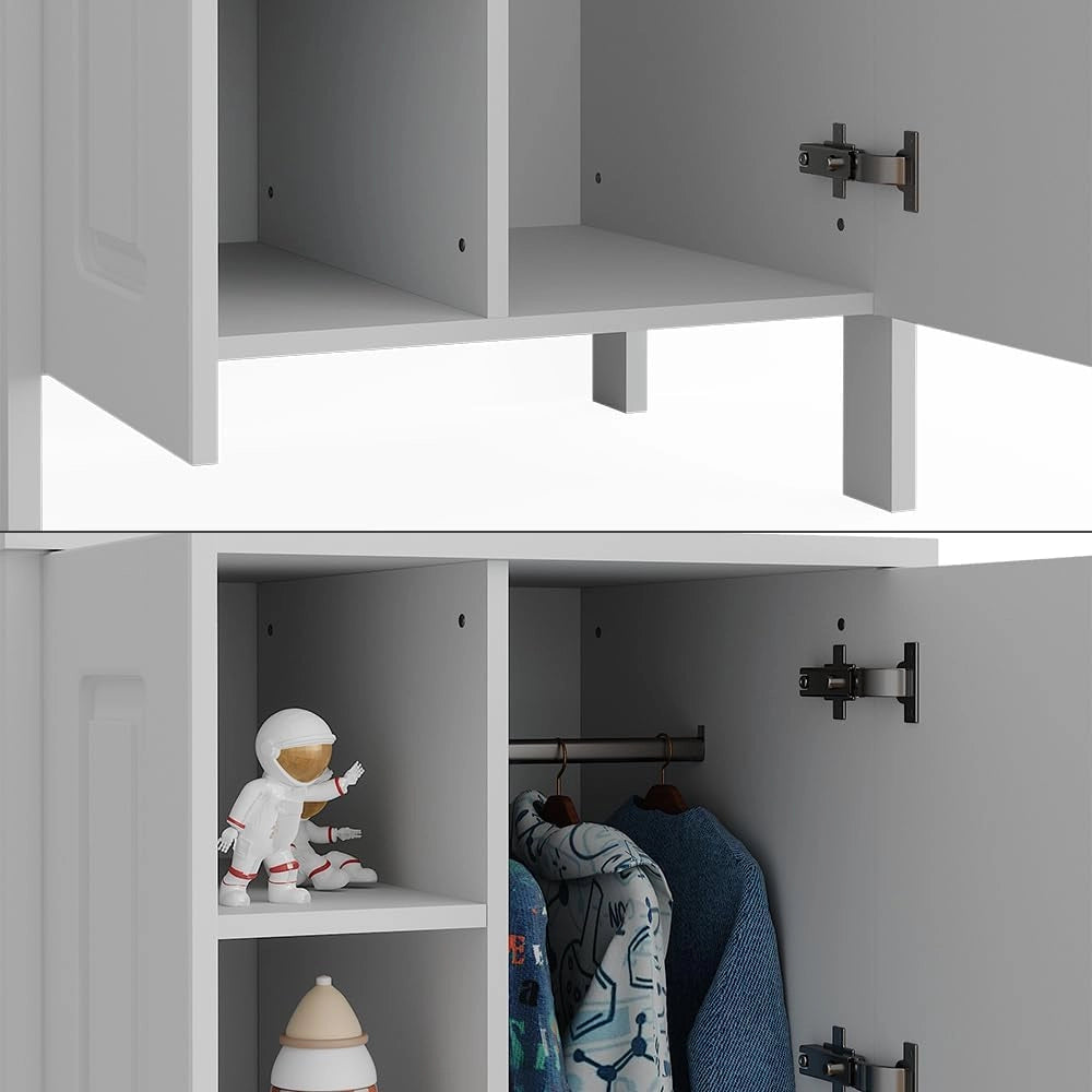 Guardaroba per bambini Ajaton, Bianco, 70 x 120.6 cm, adatto per riporre abbigliamento e accessori per bambini