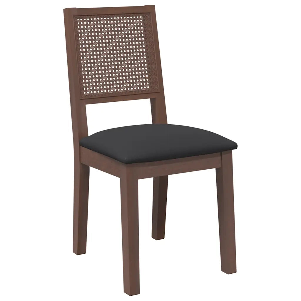 Sedie da Pranzo con Cuscini 2pz Marrone Legno Massello di Hevea 4102477