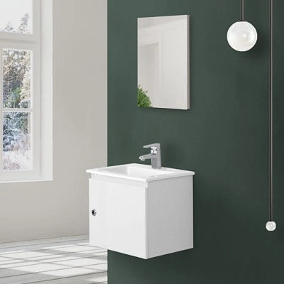 Mobile moderno salvaspazio bianco laccato 50x36,5 cm con anta