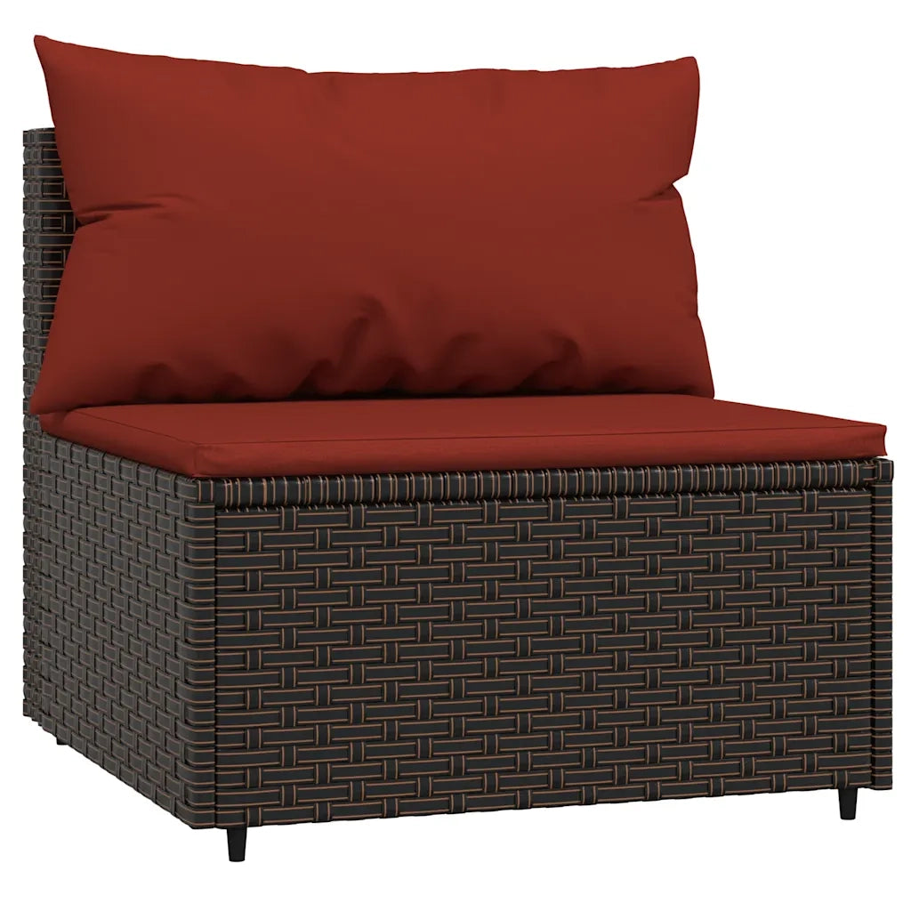 Set Mobili da Giardino 3 pz con Cuscini in Polyrattan Marrone CFW3637083