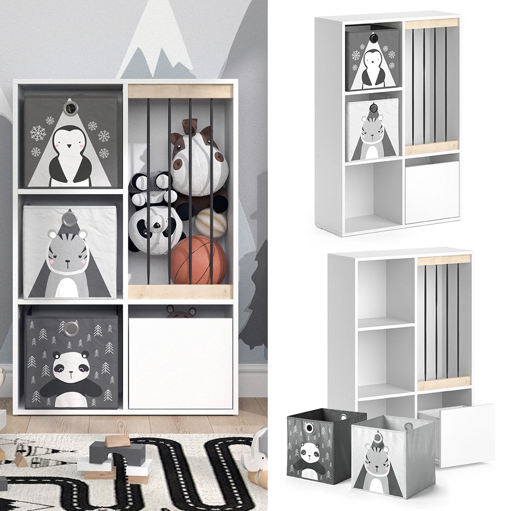 Vicco Libreria bambini Bianco 29.2 x 107.8 cm con 2 scatole pieghevoli opt.5