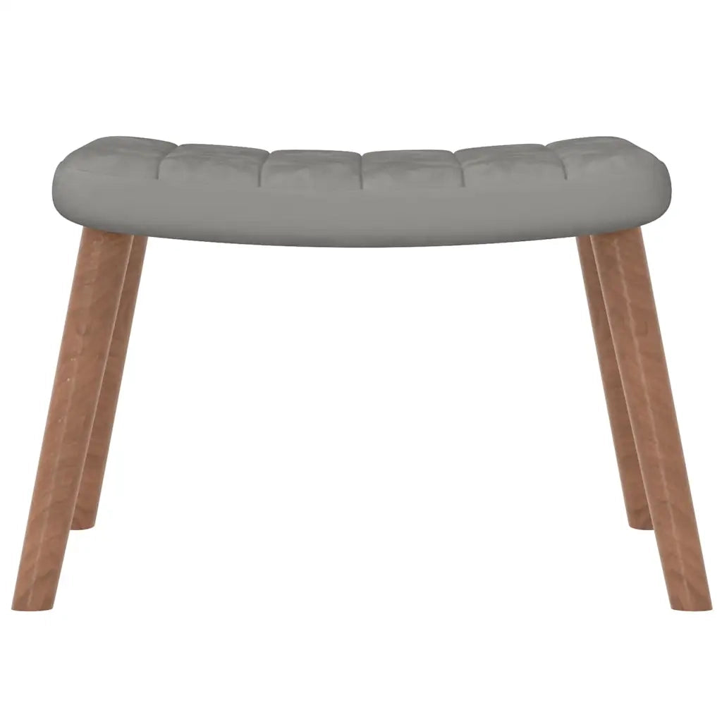 Divano Sedia-Poltrona Relax con Poggiapiedi Grigio Chiaro in Velluto 115237