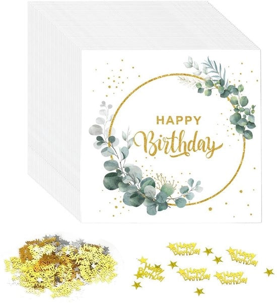 Serviette in 3 strati di carta - 40 pezzi - ecologico e sostenibile - decorazione per festa - serviette per compleanno - serviette d'oro