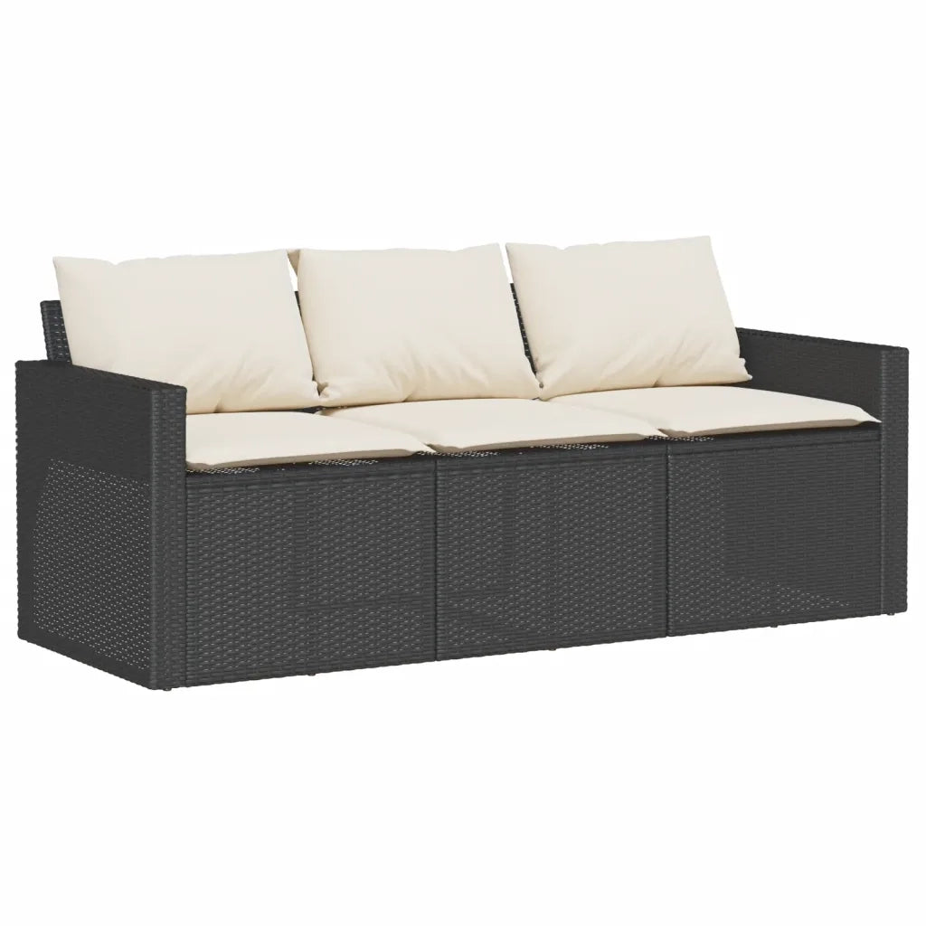 Set Divano da Giardino 6 pz con Cuscini Nero in Polyrattan 3213548