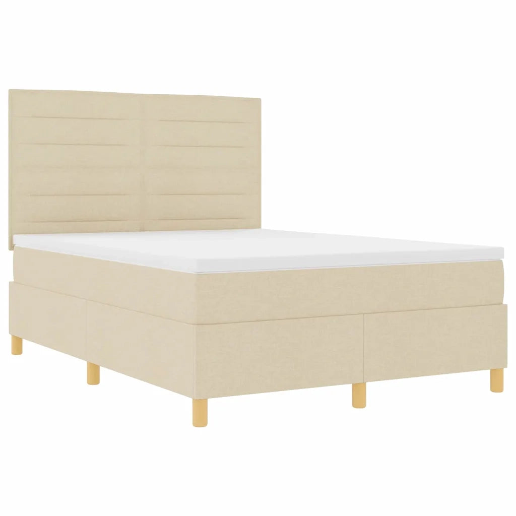 Letto a molle con materasso Crema 160 x 200 cm Tessuto 3339558