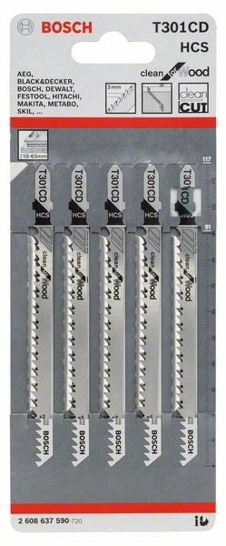 2608637590 - Set 5 lame per seghetto alternativo T 301 CD Clean for Wood