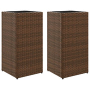 Fioriera rialzata per piante fiori giardino terrazze set da 2 30 x 30 x 60 cm resina intrecciata marrone 02_0038928