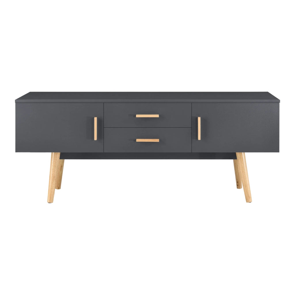Mobile porta TV di design mobile porta TV con panca e gambe in legno 140 cm grigio scuro 03_0005869