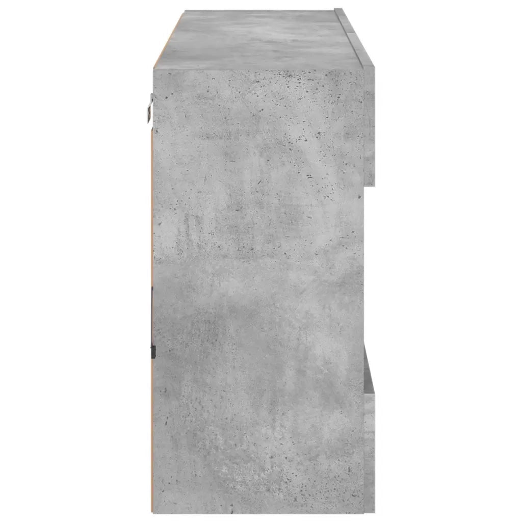 Mobile TV a Parete con Luci LED Grigio Cemento 98,5x30x60,5 cm 837109