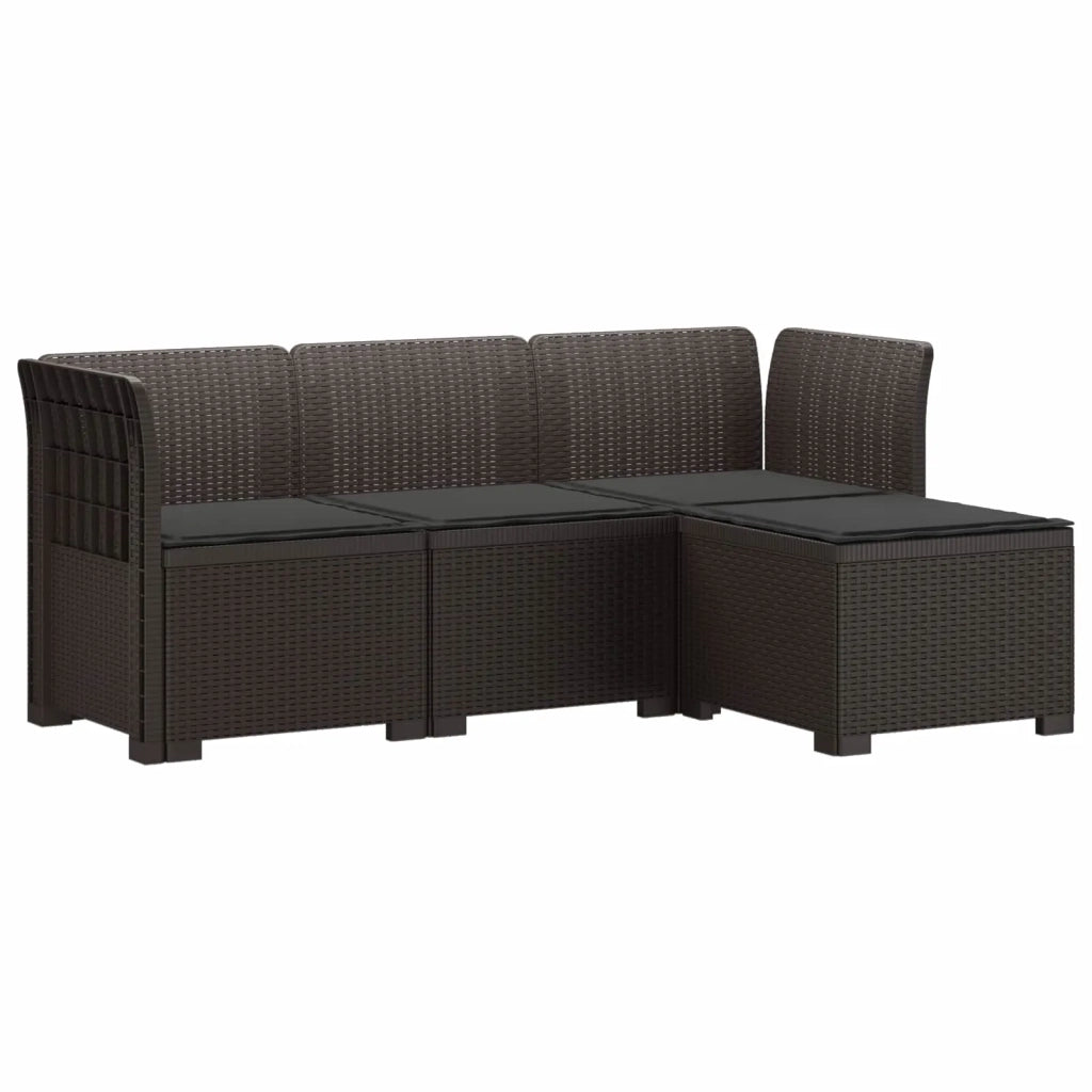 Divano da giardino 4 posti con cuscini aspetto rattan PP 3443931