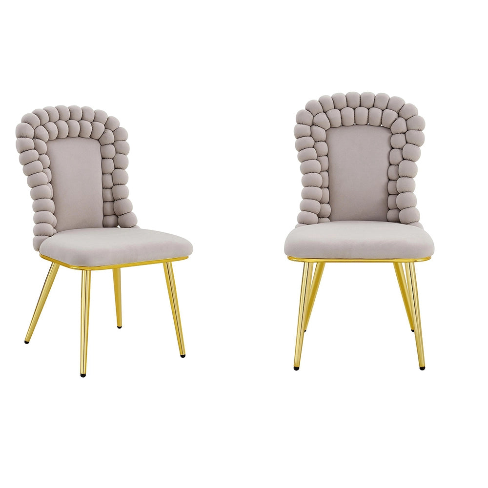 Set 2 sedie da pranzo - Xylo - velluto beige gambe dorate