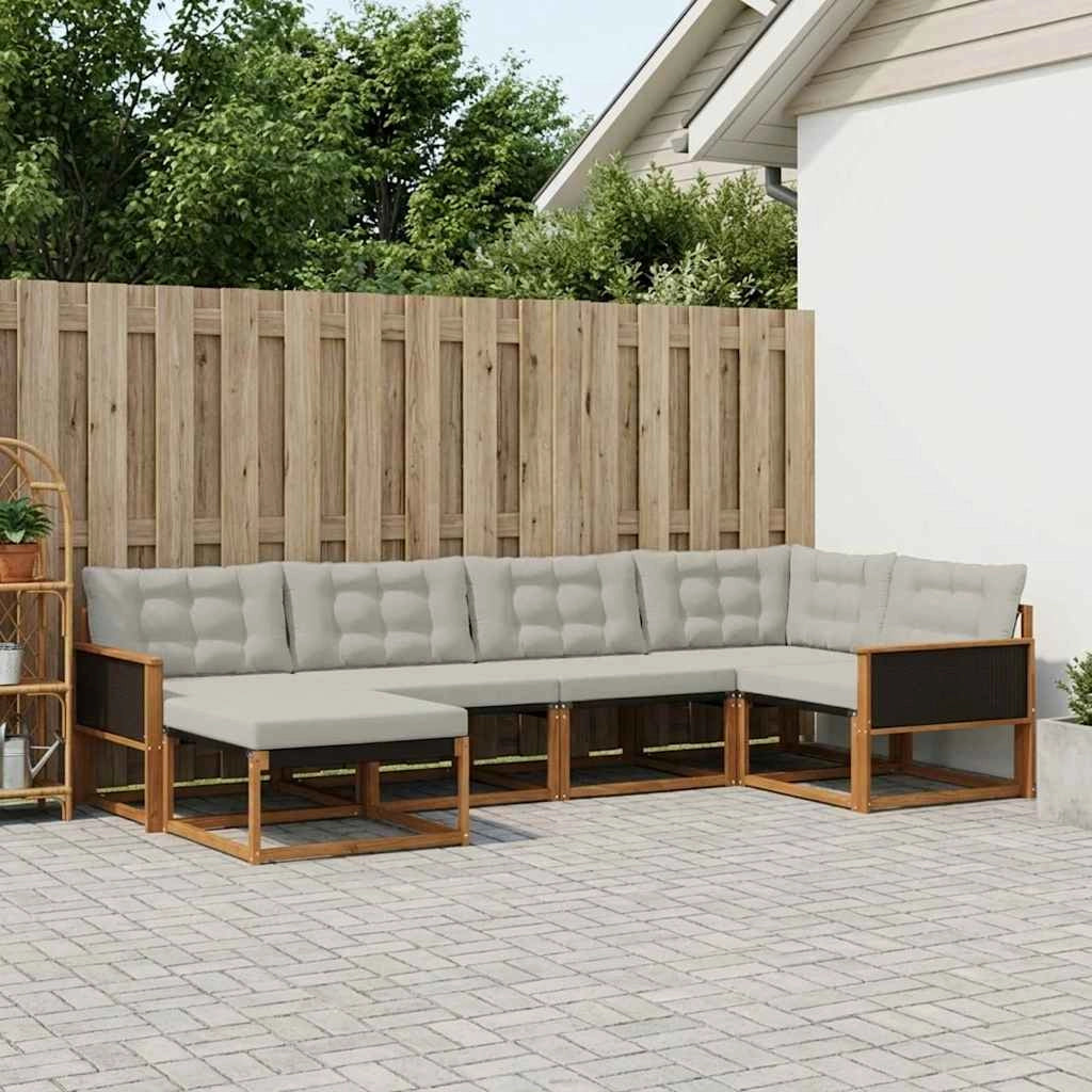 Set di divani da esterno 6 pz Naturale e Grigio Chiaro 3381527