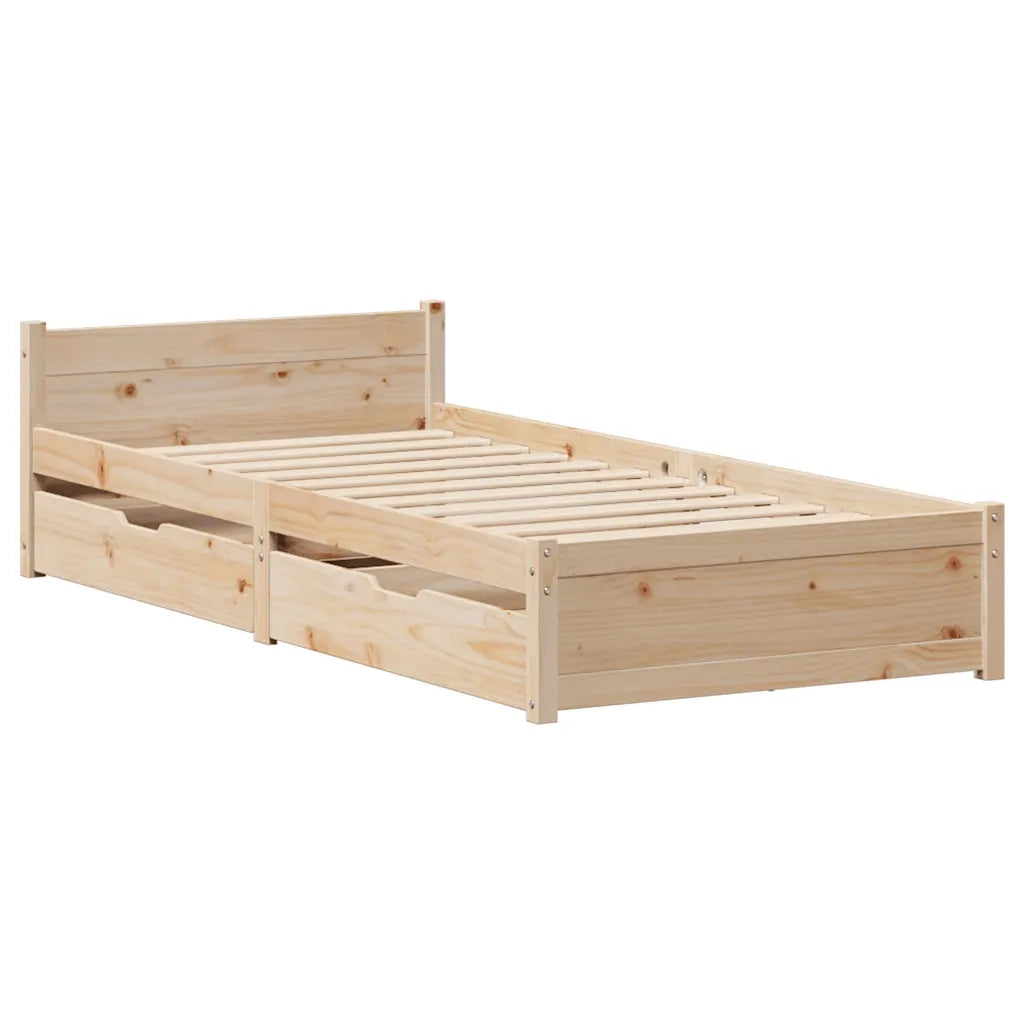 Letto singolo | Letto per adulti | Letto senza Materasso 75x190 cm in Legno Massello Pino