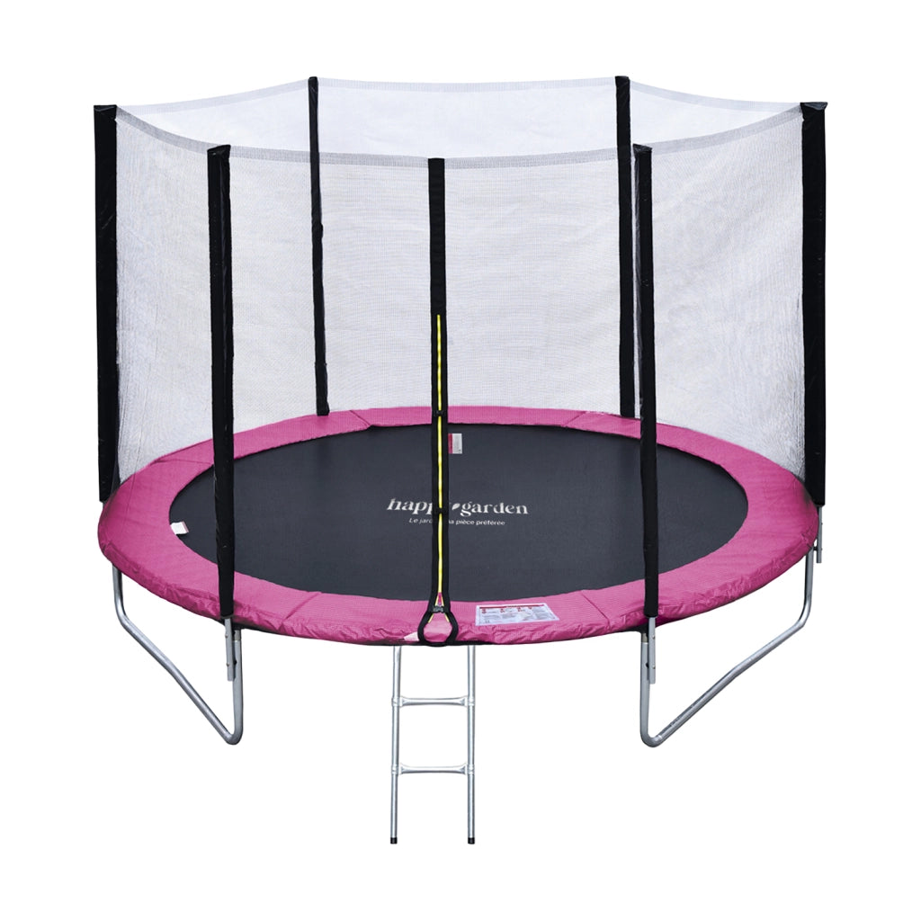 Premium Pack Trampolino 180 cm reversibile rosa/grigio CAIRNS + rete, scala, copertura e kit di ancoraggio