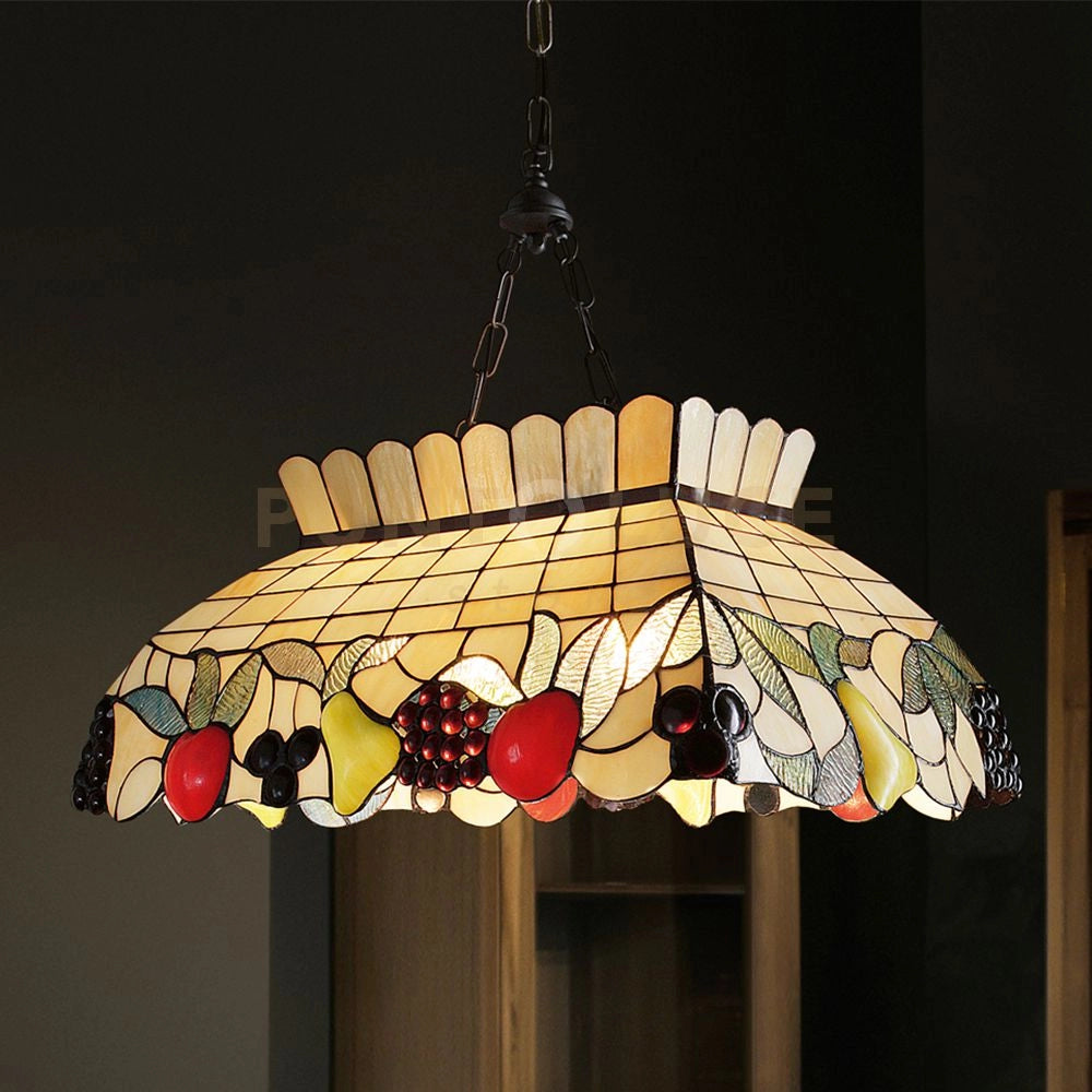 FRUIT SOSPENSIONE TIFFANY DEC. D.65X40CM 2 LUCI ATTACCO E27