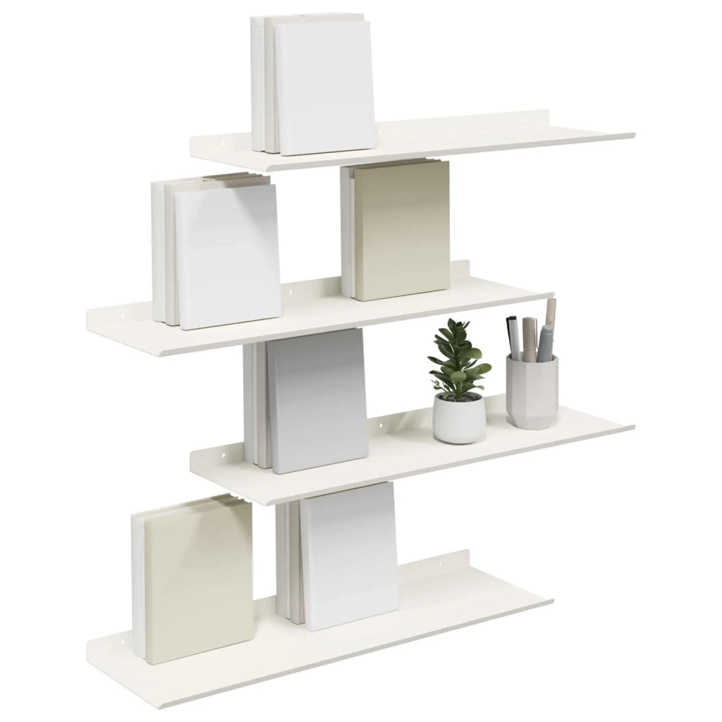 Mensola sospesa 4 pcs Bianco 60 x 18 x 2,5 cm Acciaio