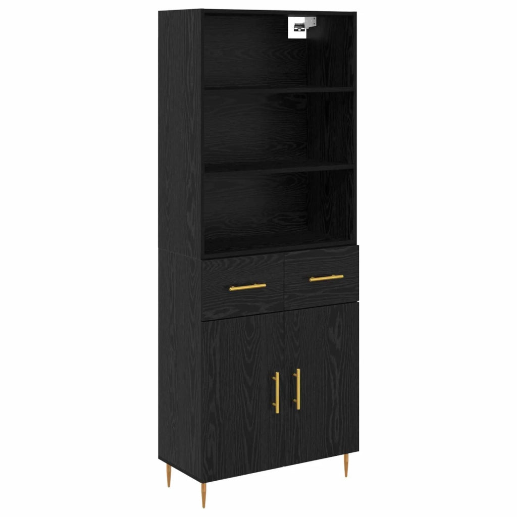 Credenza | Madia | Buffet da pranzo | Armadio da pranzo Rovere Nero 69,5 x 34 x 180 cm Legno multistrato