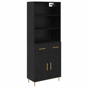 Credenza | Madia | Buffet da pranzo | Armadio da pranzo Rovere Nero 69,5 x 34 x 180 cm Legno multistrato