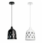 Trade Shop - Lampadario A Sospensione Da Soffitto Traforato E27 Punto Luce Bianco E Nero -