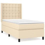 Letto singolo | Letto per adulti | Giroletto a Molle con Materasso Crema 80x200 cm inTessuto