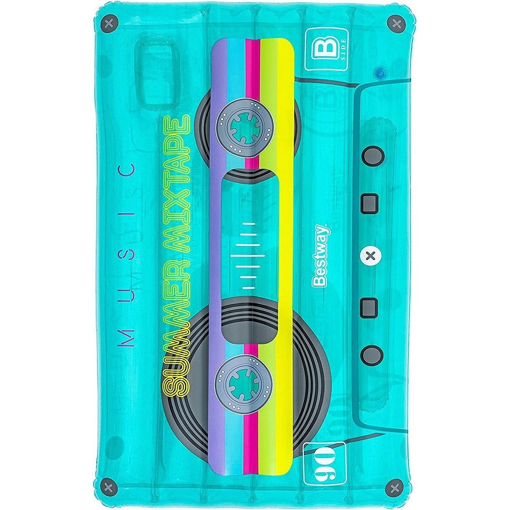 Trade Shop - Materassino Gonfiabile Retro Beats Fashion Cassetta 174x117cm Portaoggetti 43649 -