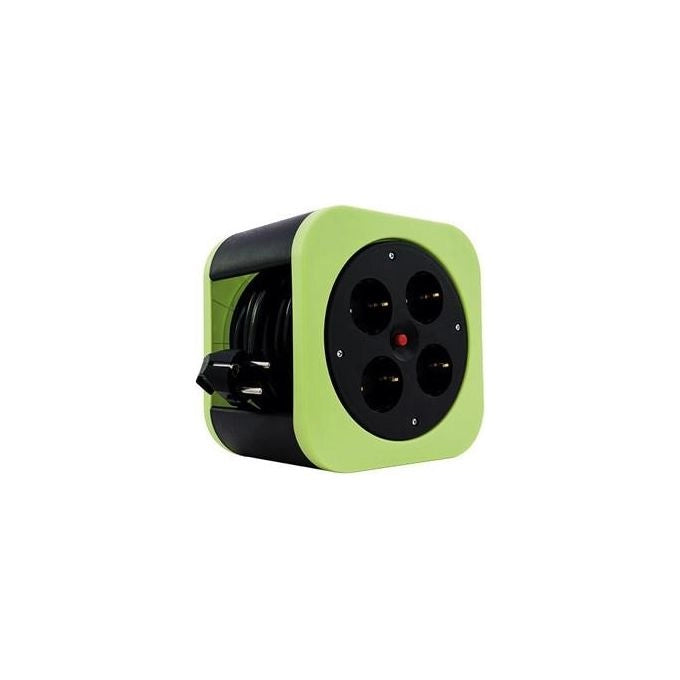 REV 0010012400 prolunghe e multiple 10 m 4 presa(e) AC Interno Nero, Verde