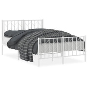 Letto matrimoniale | Letto per adulti | Giroletto con Testiera e Pediera Metallo Bianco 120x200 cm