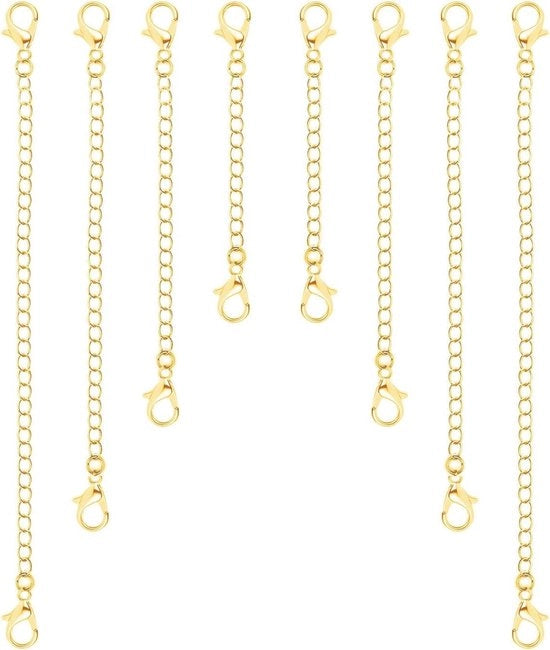 Estensioni per Collane in Oro 10K - Set da 8 - Allungabraceletti per Gioielli - Bracciale e Collana - Diversi Dimensioni