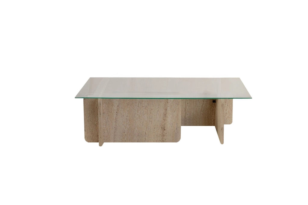 Tavolino in legno "Flavio" - 105 x 65 x 30 cm - Travertino