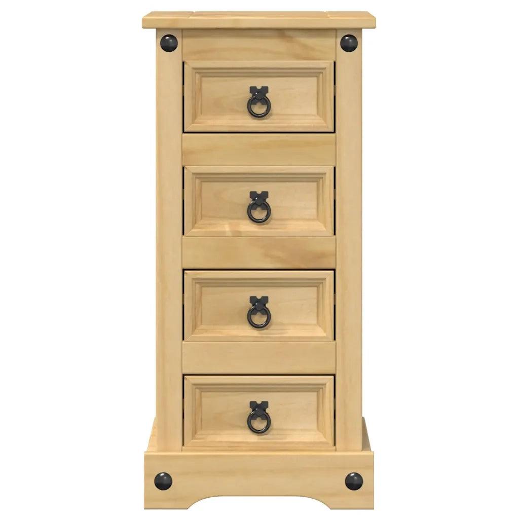 Comodino Corona 35x32,5x74 cm in Legno Massello di Pino
