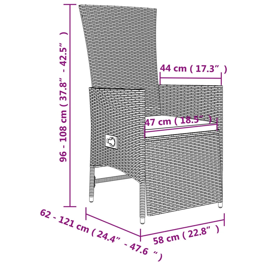 Set da Pranzo da Giardino 9 pz con Cuscini Beige in Polyrattan 3157579