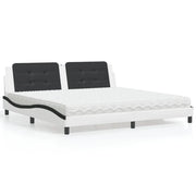 Letto con Materasso Bianco e Nero 200x200cm in Similpelle