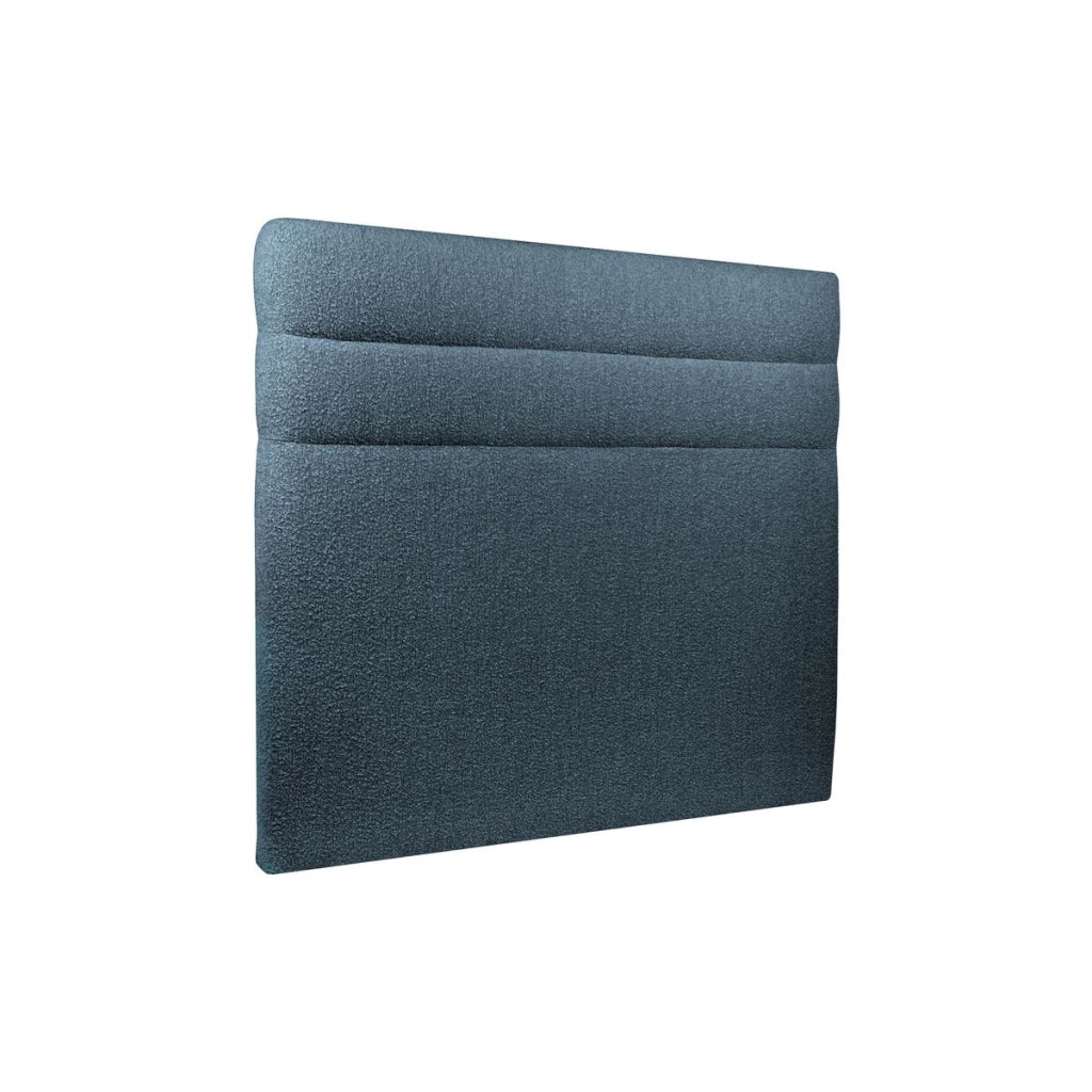 Testiera in tessuto bouclé blu con linee L150 cm