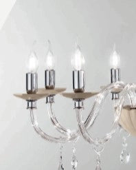 APPLIQUE LIVIA 2 LUCI TORTORA- TRASPARENTE E CROMO ATTACCO E14 L.35CM