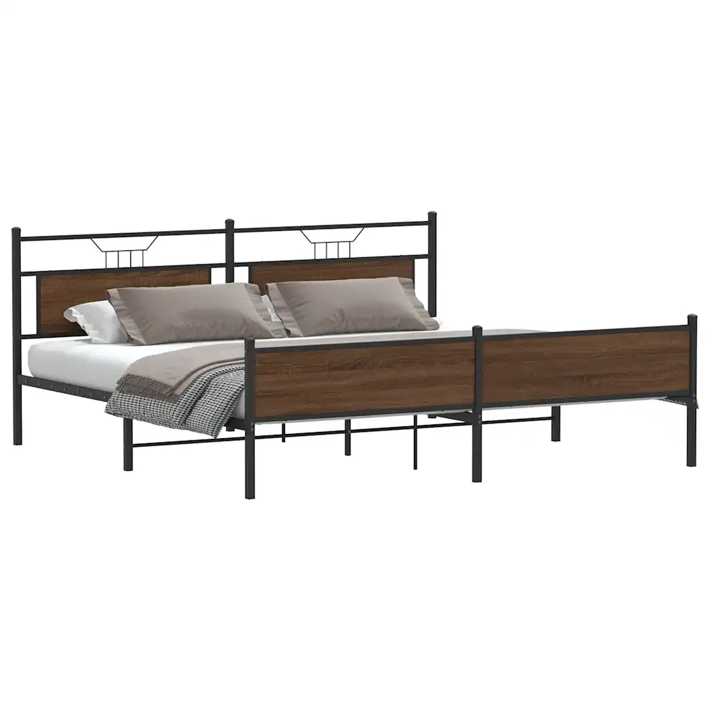 Giroletto senza Materaso in Metallo Rovere Marrone 193x203 cm