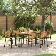 Set da Pranzo per Giardino 7 pcs Nero Legno di Acacia Massello 3365460