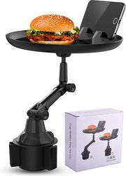 Tavola di Consumo per Auto, Tavolo per Auto con 360° di Regolazione e Supporto per Smartphone, Tavola Multifunzionale per Auto, Piatto per Snack, Organizzatore per Auto con Porta Bicchieri